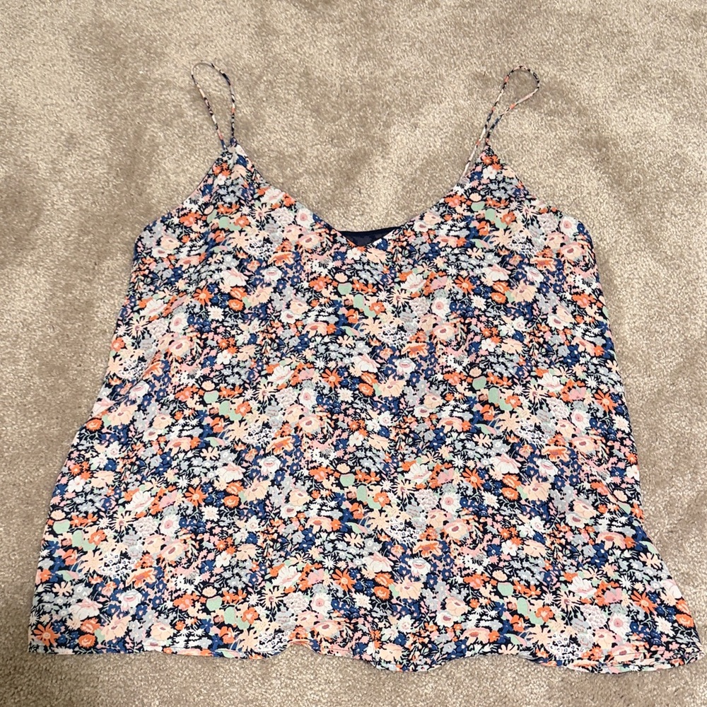 LOFT Navy Floral Spaghetti-Strap Camisole